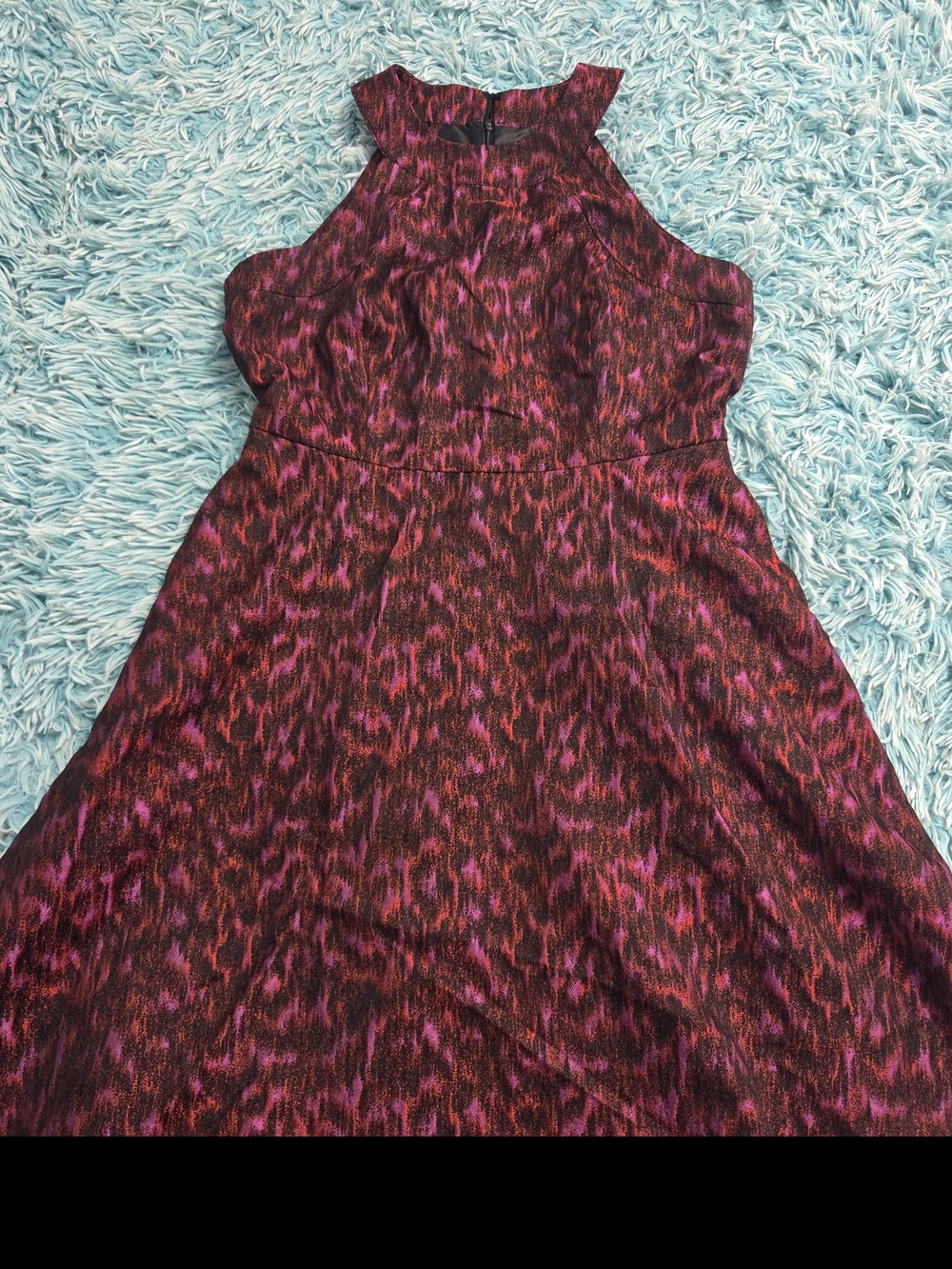Calvin Klein Halter Midi Dress in Burgundy and Pink Pattern